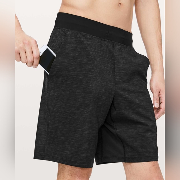 Lululemon T.H.E. Short Linerless 9" Heather Allover Deep Coal Black Size Large - Picture 1 of 15
